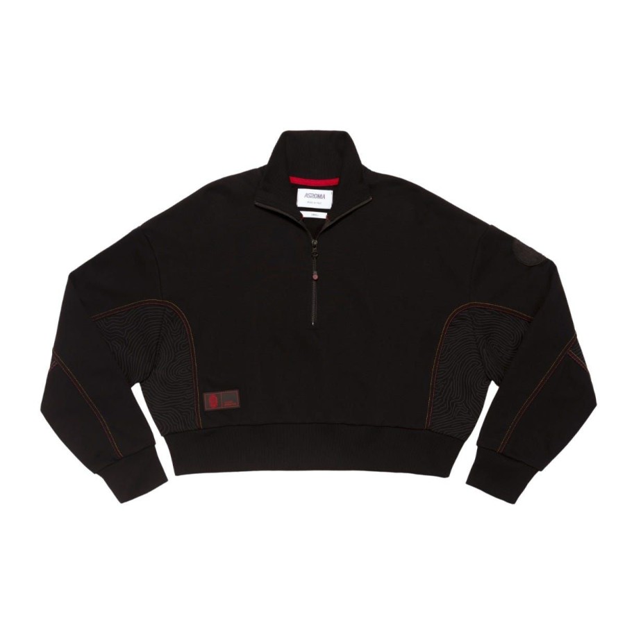 Abbigliamento AS Roma Felpe | Felpa Cropped Logo Asr, Donna, Nero
