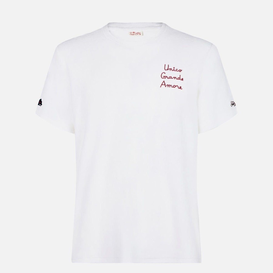 Abbigliamento AS Roma T-Shirts E Polo | Maglietta Unico Grande Amore Saint Barth X As Roma, Uomo, Bianco