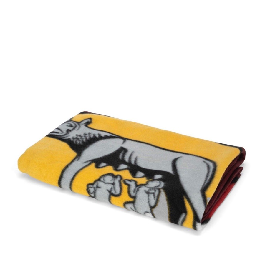 Accessori AS Roma Camera Da Letto | Plaid In Pile Con Logo 120 Cm X 150 Cm Rosso