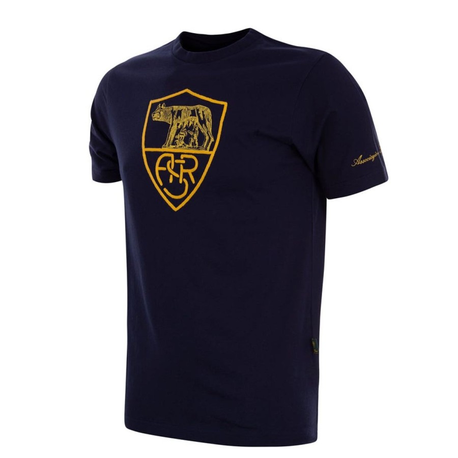 Abbigliamento AS Roma T-Shirts E Polo | T-Shirt As Roma Heritage Logo Crest, Uomo, Blu