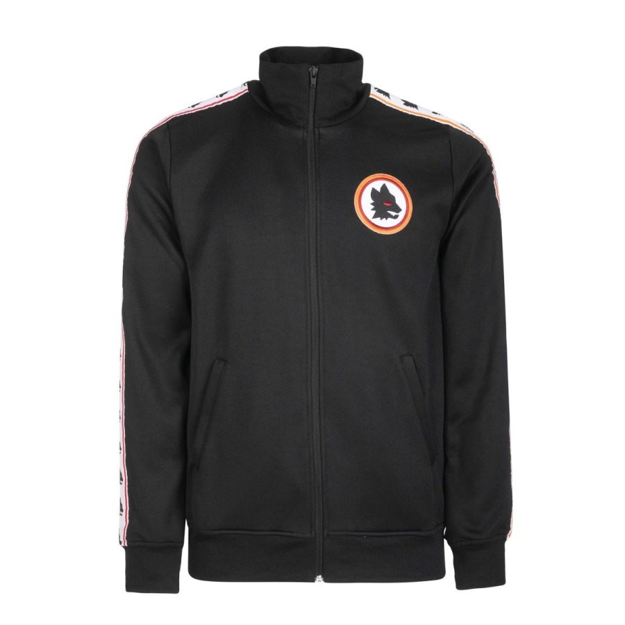 Abbigliamento AS Roma Felpe | Felpa Con Zip Modello Retro Taper Uomo- Nera